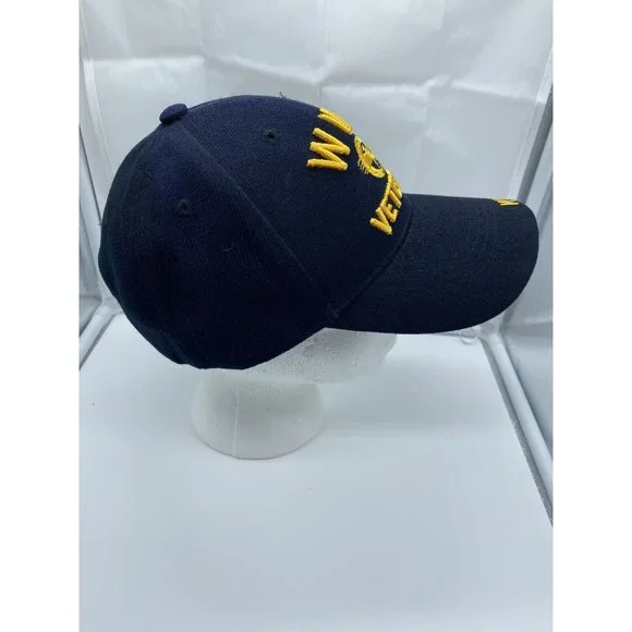 WWII Veteran Navy Blue Adjustable Adult Baseball Cap Hat Military Hook-Loop - Picture 3 of 7